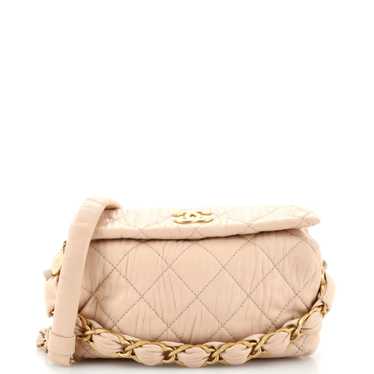CHANEL CC Links Hobo Quilted Crumpled Lambskin Sma