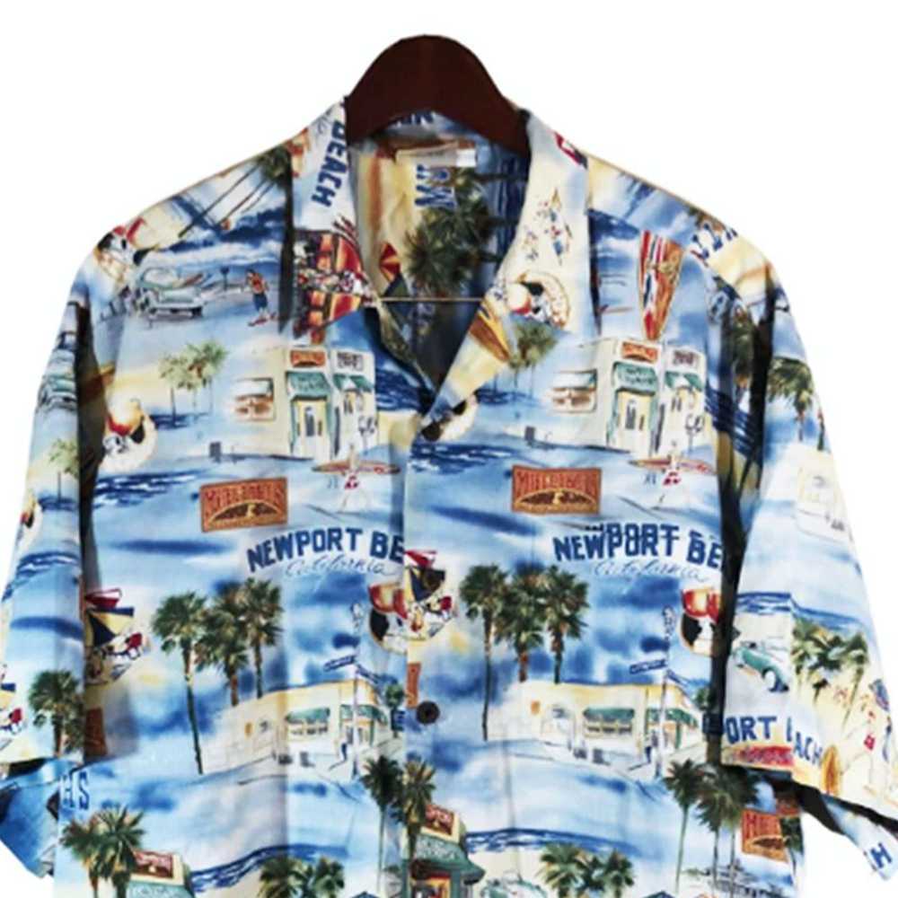 Hawaiian Shirt NEWPORT BEACH CALIFORNIA Blue Hawa… - image 2