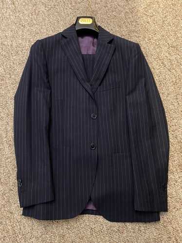 Massimo Dutti Pinstripe navy suit with patch pocke