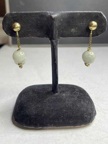 Other 14k yellow gold vintage green jade earrings