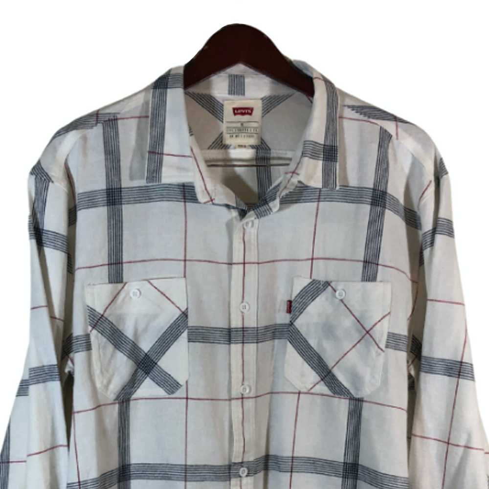 Levi's LEVI'S White Black Red Cotton Flannel Plai… - image 2