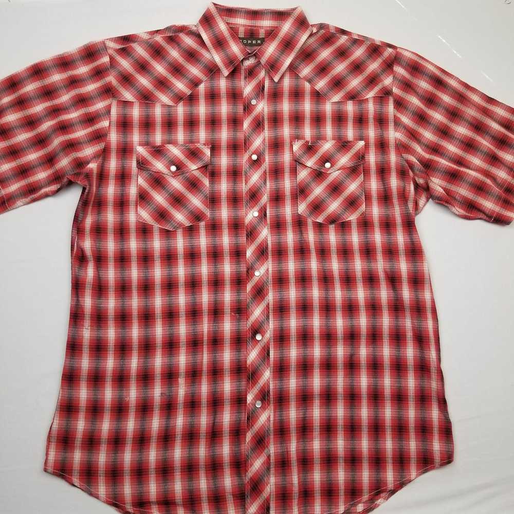 Roper Roper Western XL Red S/S Button Down Plaid … - image 1