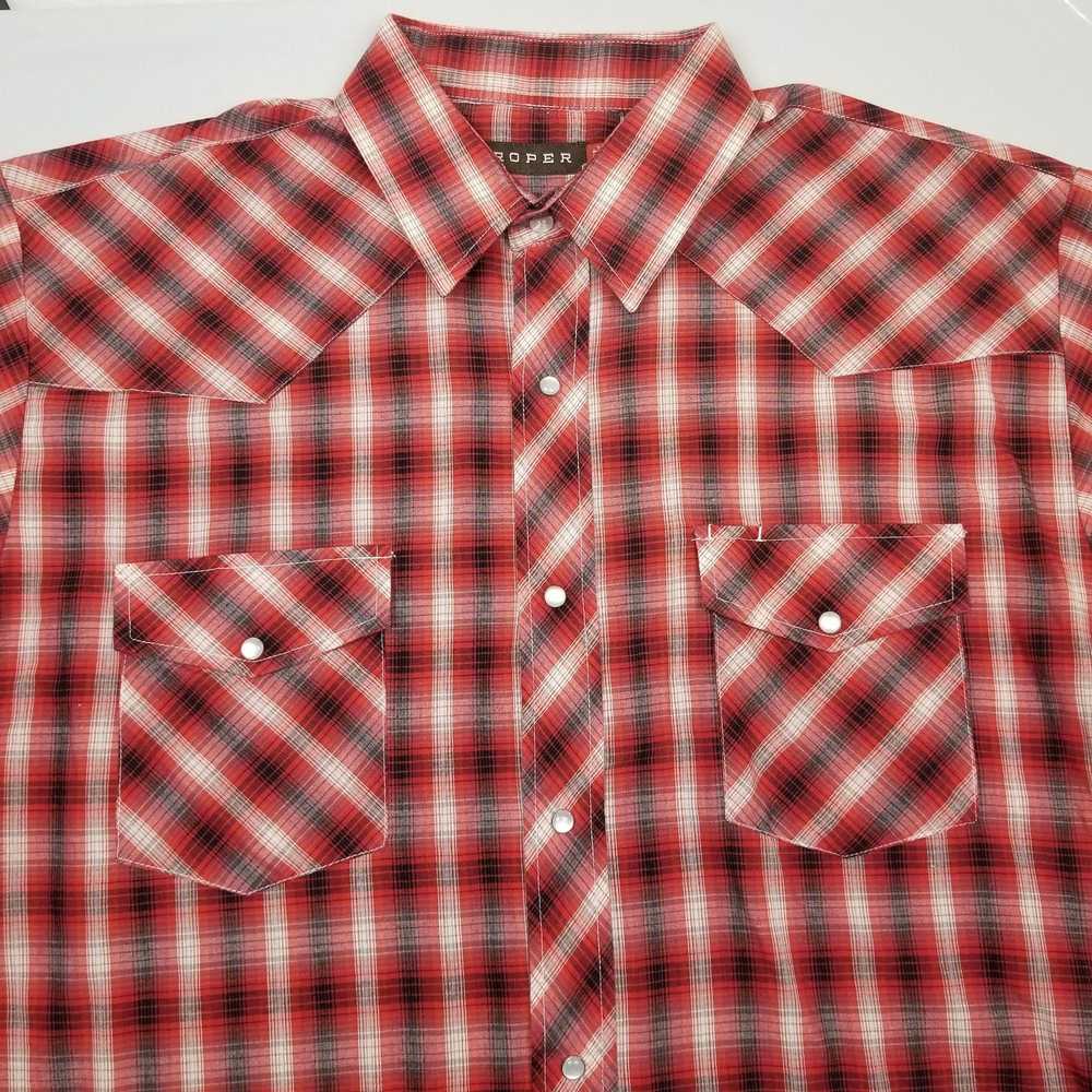 Roper Roper Western XL Red S/S Button Down Plaid … - image 5