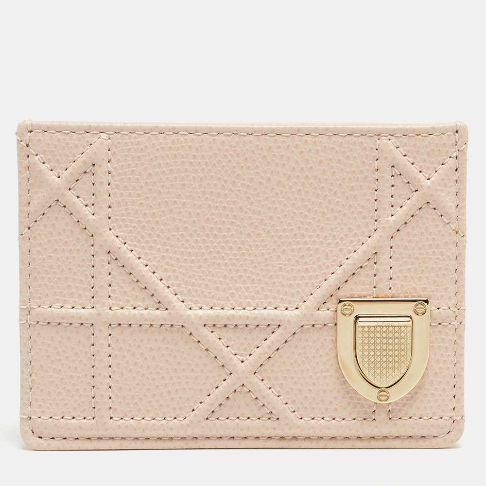 DIOR Pink Cannage Leather ama Card Holder - image 1