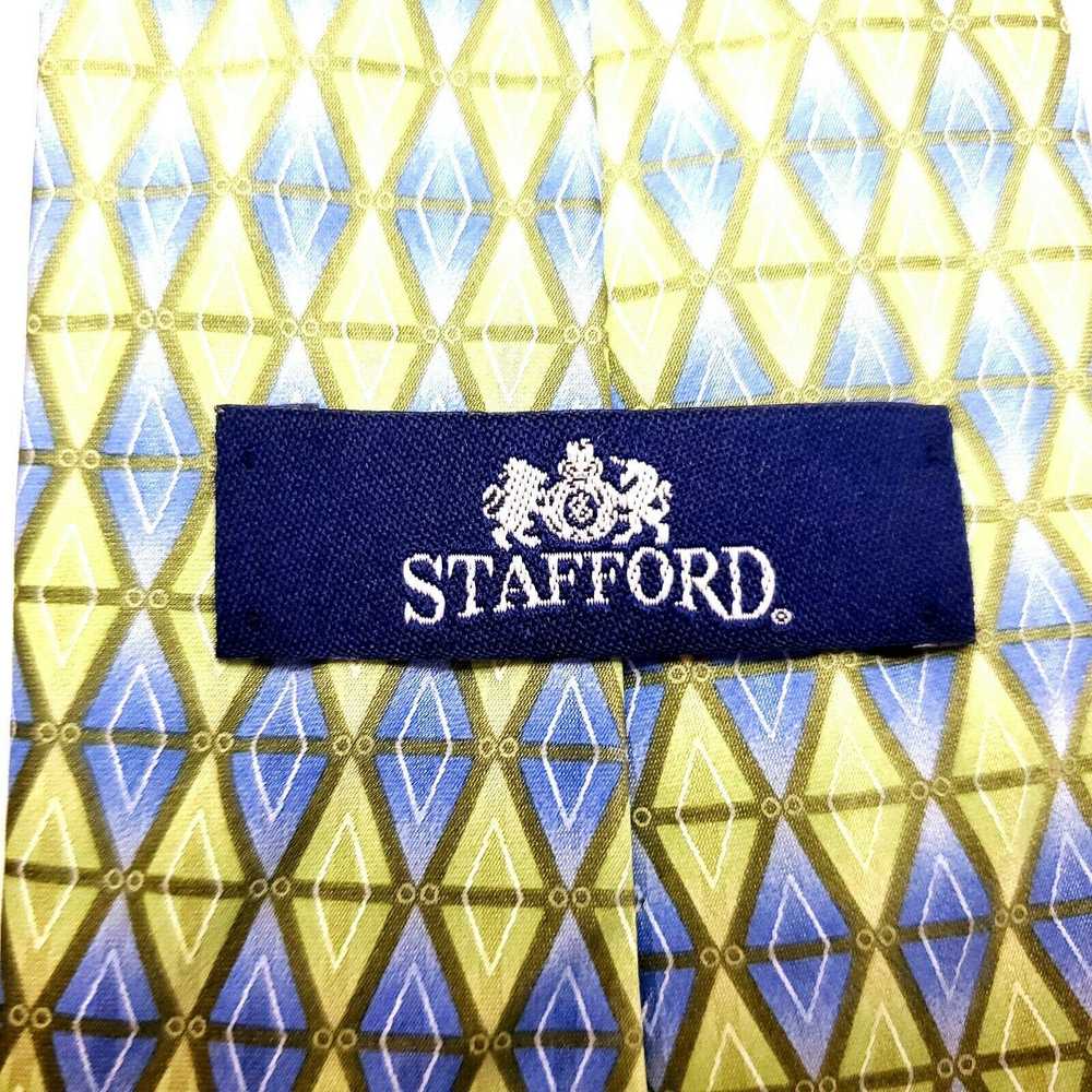 Stafford Stafford Silk Tie Green Blue Geometric W… - image 3