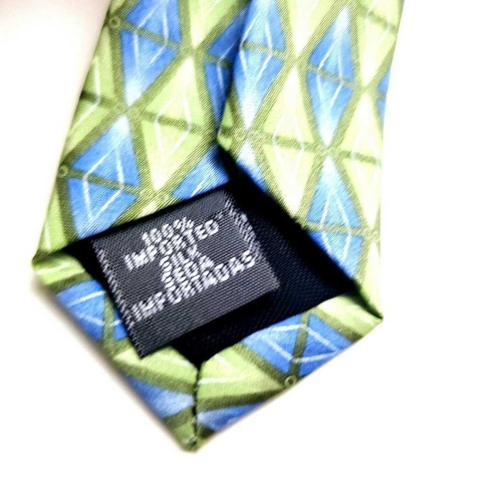 Stafford Stafford Silk Tie Green Blue Geometric W… - image 4