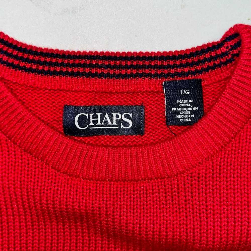 Chaps Vintage 1990’s Chaps Red Knitted Crewneck S… - image 3
