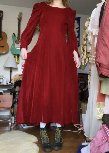 Vintage 50s Red Velvet Dress Handmade