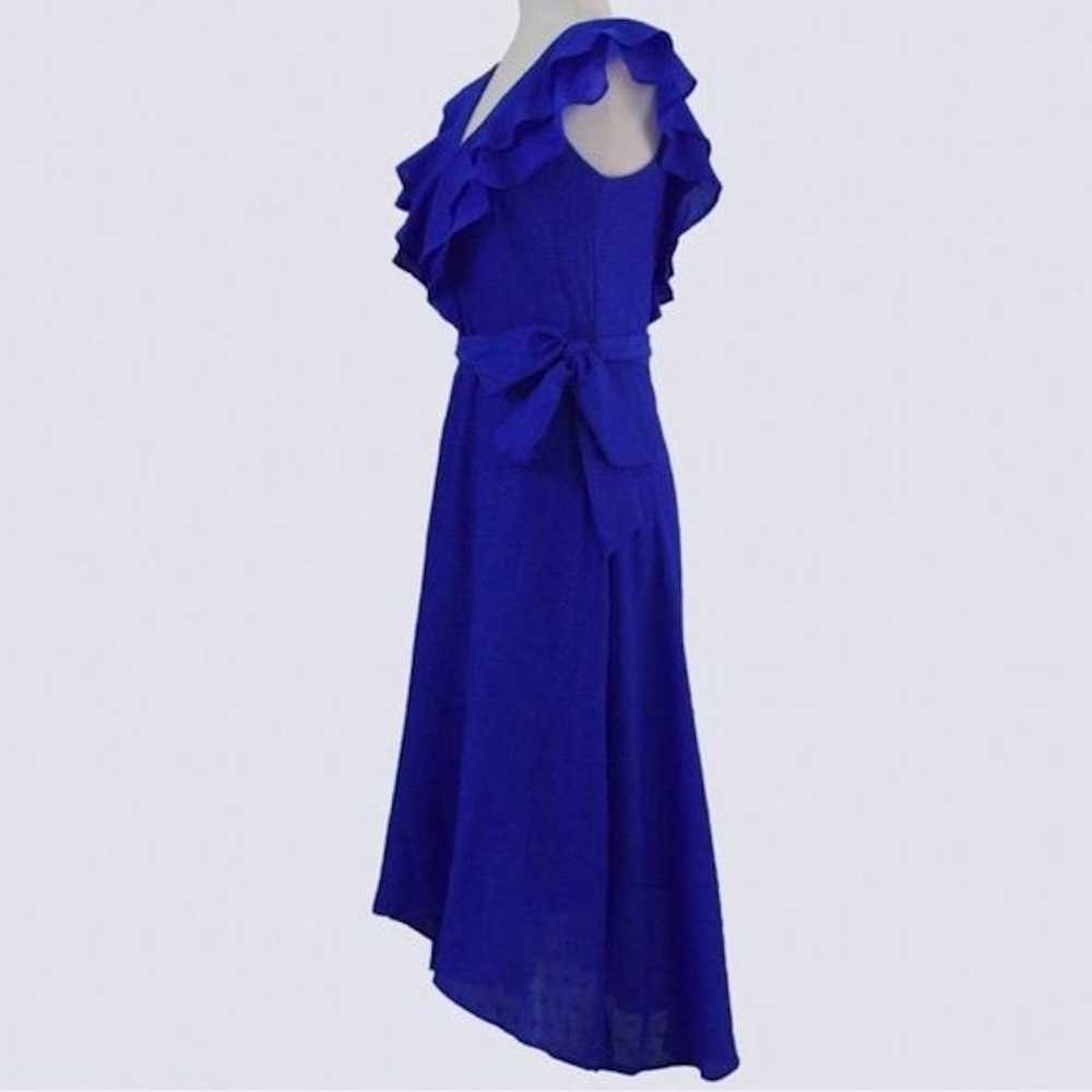 DKNY DKNY Women's Blue Ruffle Belted V-Neck Mesh … - image 5