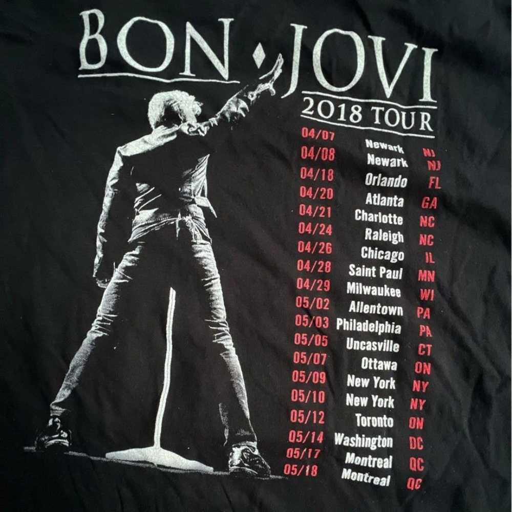 Bon Jovi 2018 Tour Band Concert Black and Red Tee… - image 4