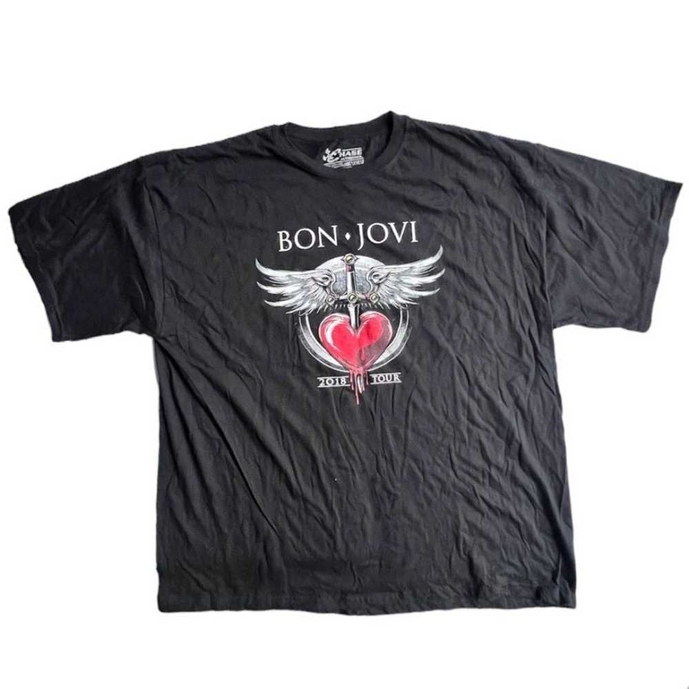 Bon Jovi 2018 Tour Band Concert Black and Red Tee… - image 6