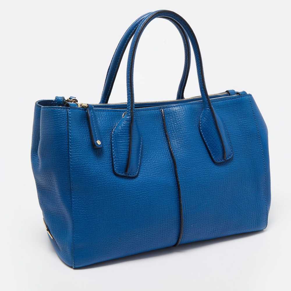 Tod's TOD'S Blue Leather Small D-Styling Shopper … - image 3