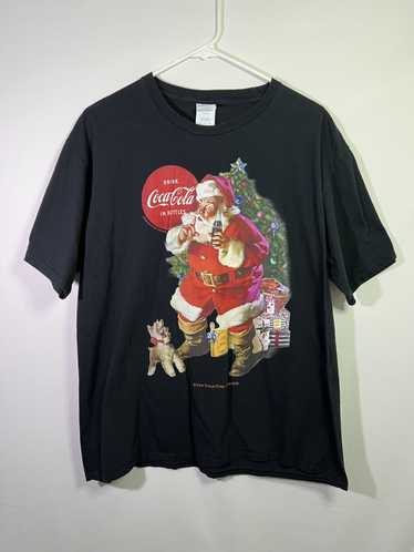 Vintage Vintage Coca Cola Santa W Dog T-Shirt - image 1