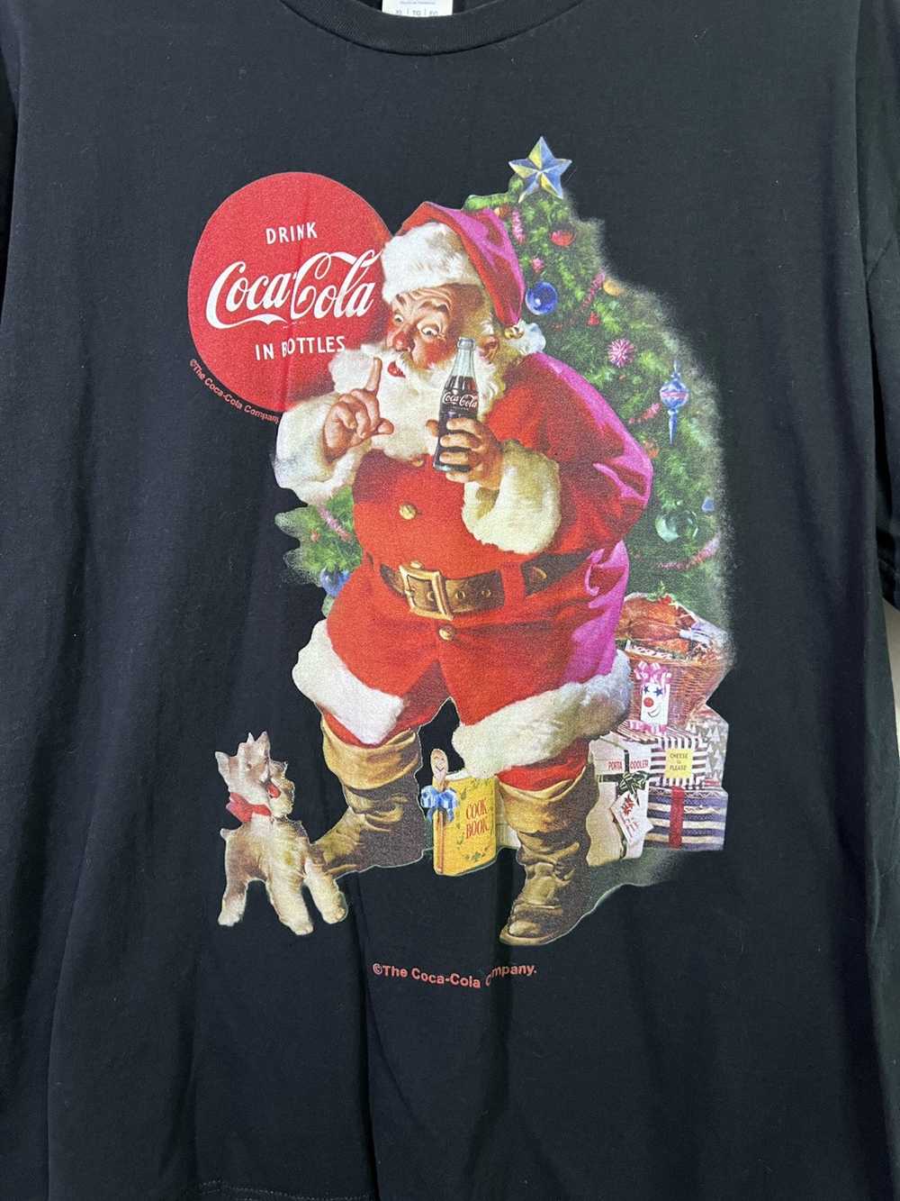 Vintage Vintage Coca Cola Santa W Dog T-Shirt - image 2