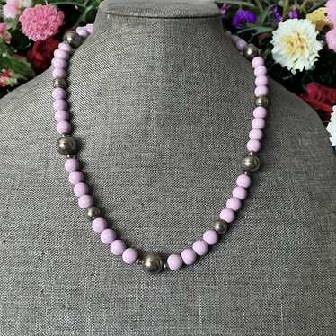 Vintage Vintage lilac and silver bead necklace - image 1