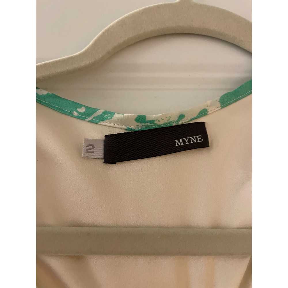 100% Silk MYNE Ruffle Y2K Green, White, Cream Min… - image 2