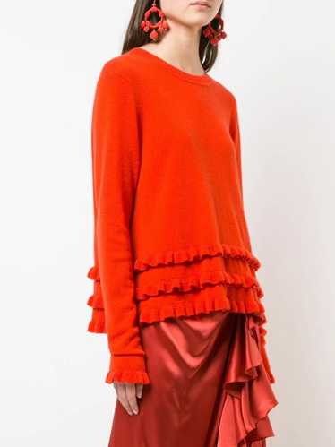 Cinq a sept Adiella Red Long Sleeves Ruffled Cashm