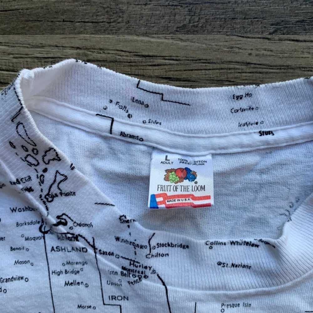 Vtg Wisconsin Map T-Shirt Mens L Single Stitch US… - image 3
