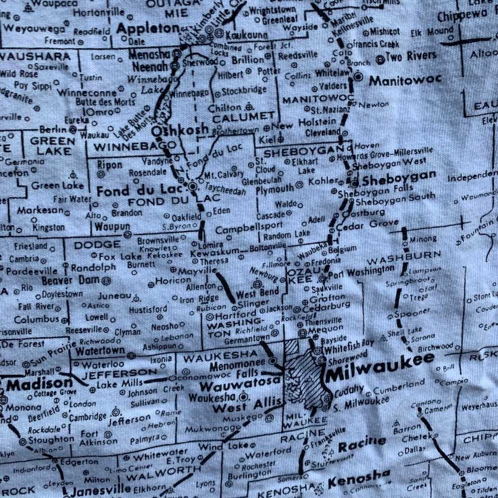 Vtg Wisconsin Map T-Shirt Mens L Single Stitch US… - image 8