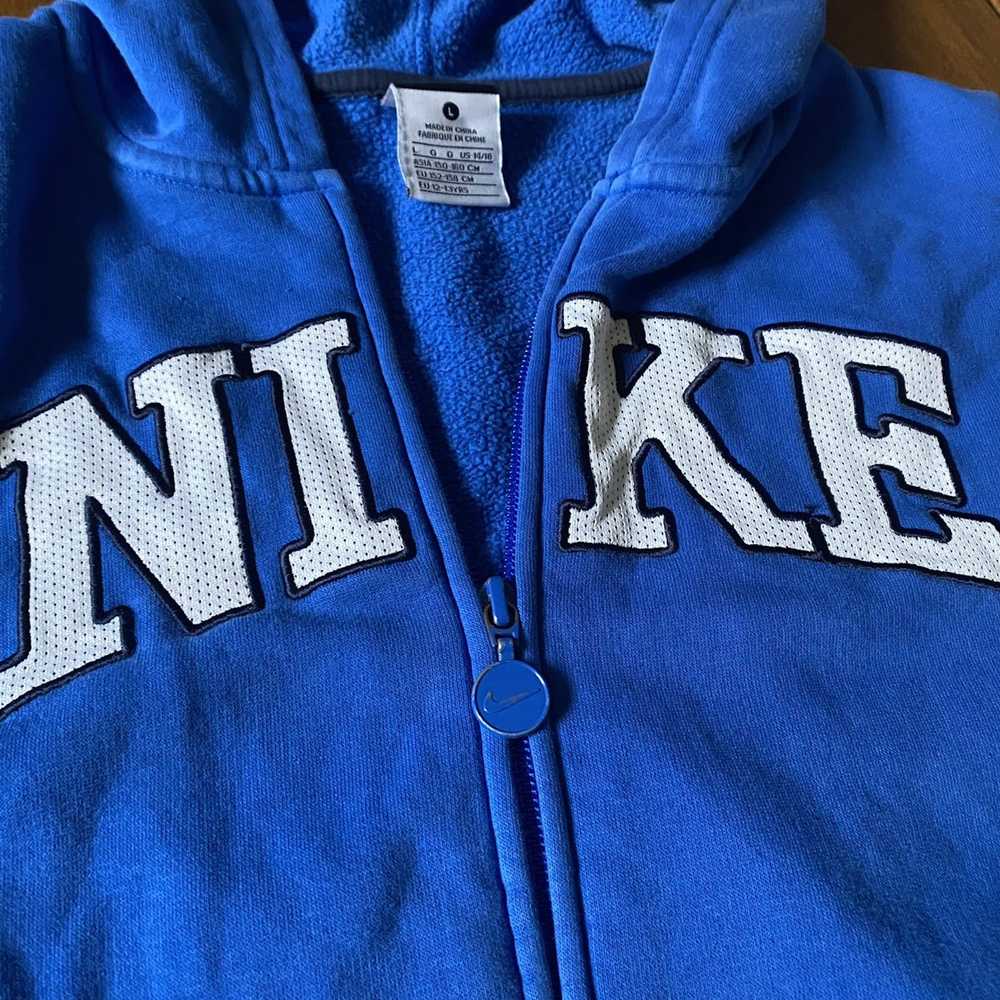 Nike Vintage NIKE Blue Zip Up Hoodie Big Logo - image 2