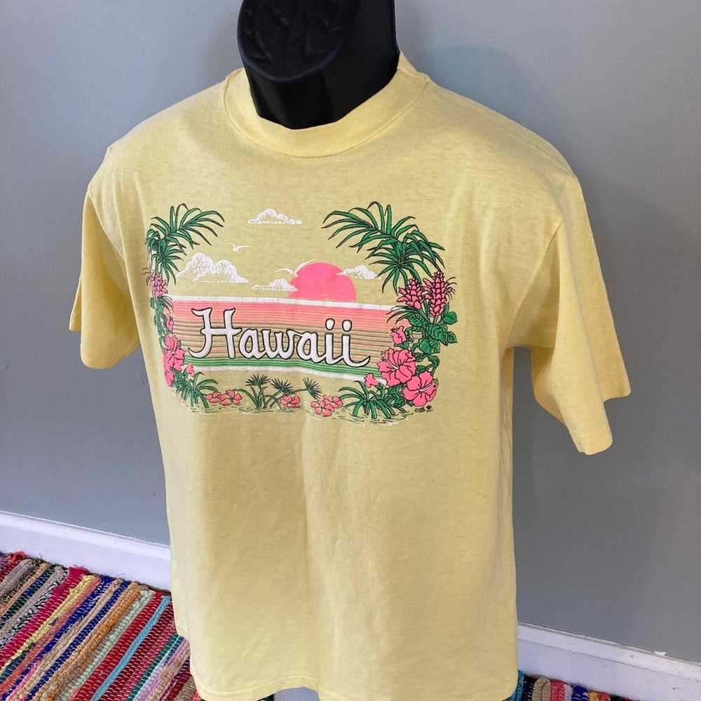 1989 Hawaii Neon Hibiscus Sunset Shirt Vintage 80… - image 2