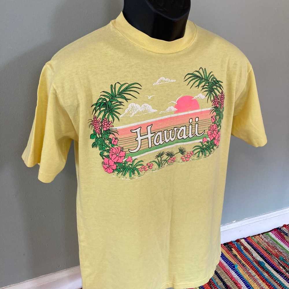 1989 Hawaii Neon Hibiscus Sunset Shirt Vintage 80… - image 4