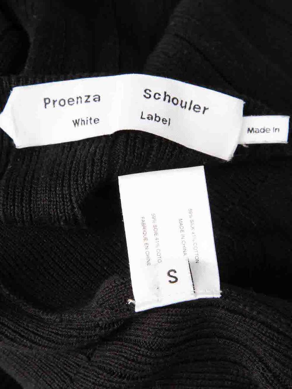 Proenza Schouler Black Silk Ribbed Knit Cardigan - image 4