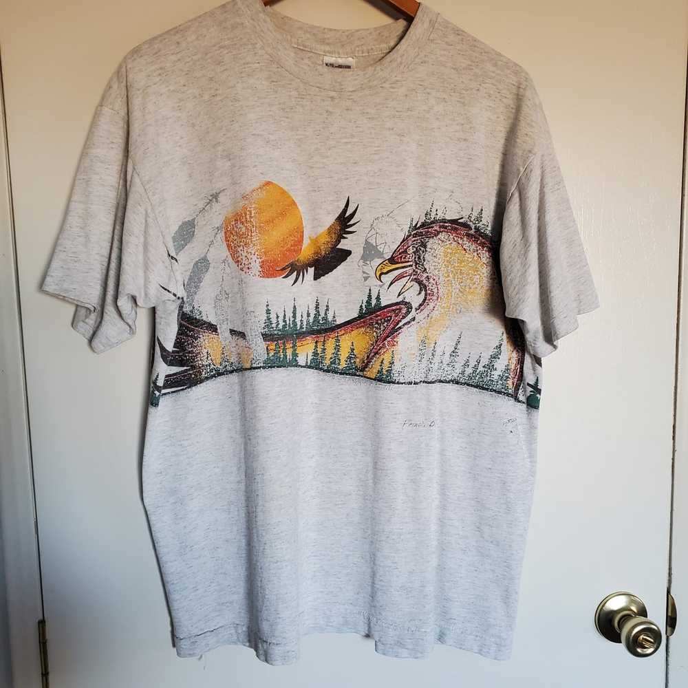 Vintage Fruit Of The Loom Nature Wrap Around Tee … - image 1