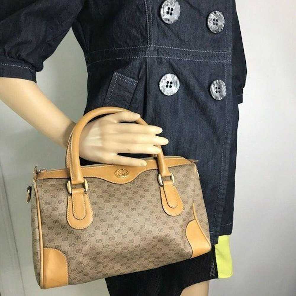 Gucci GUCCI Vintage Boston Bag Brown Coated Canvas - image 4