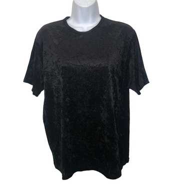 Morbid Threads Black Crushed Velvet Shirt Top Got… - image 1