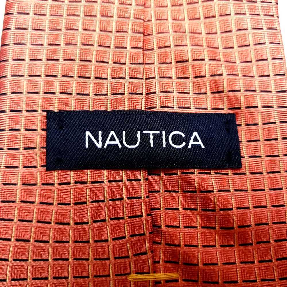 Nautica Nautica Silk Tie Orange Geometric Print W… - image 3