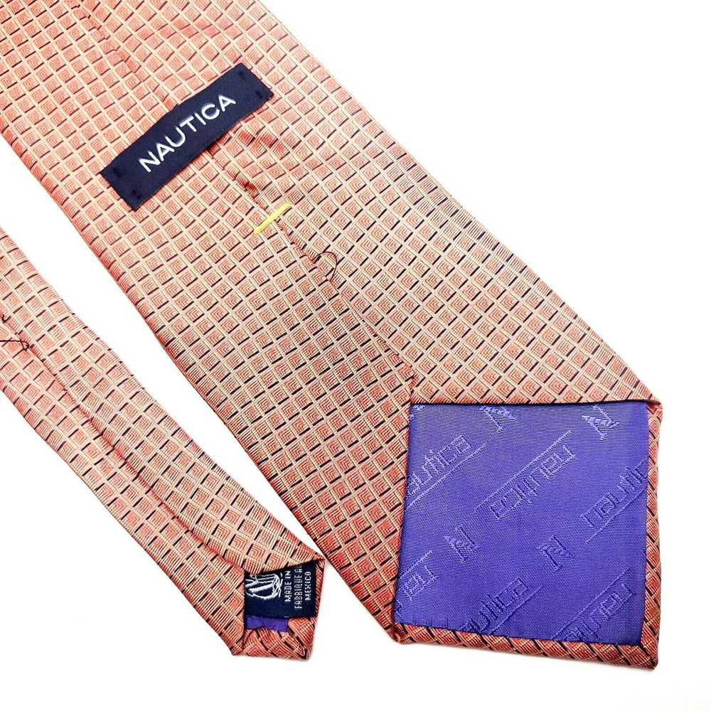 Nautica Nautica Silk Tie Orange Geometric Print W… - image 5