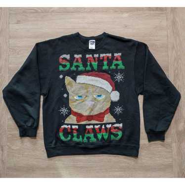 Jerzees Jerzees Santa Claws Cat Christmas Sweater - image 1