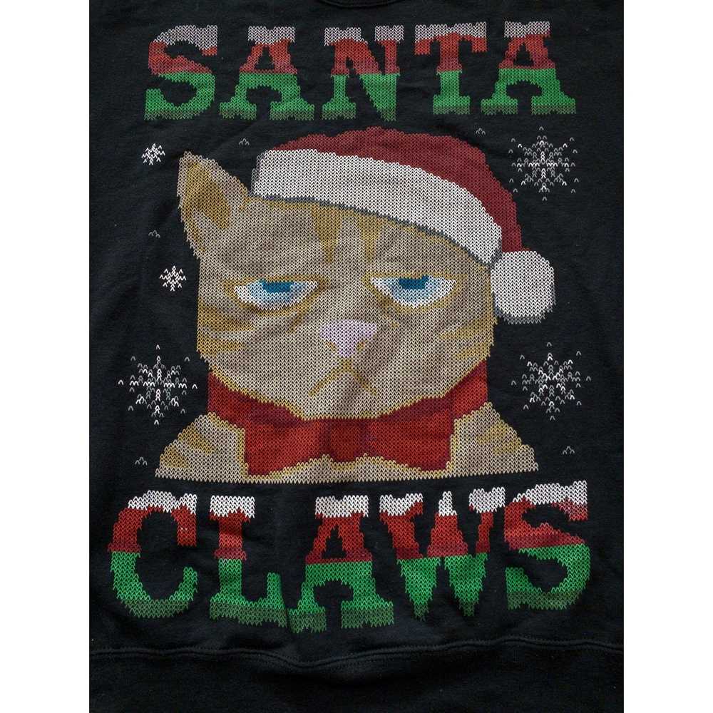 Jerzees Jerzees Santa Claws Cat Christmas Sweater - image 2