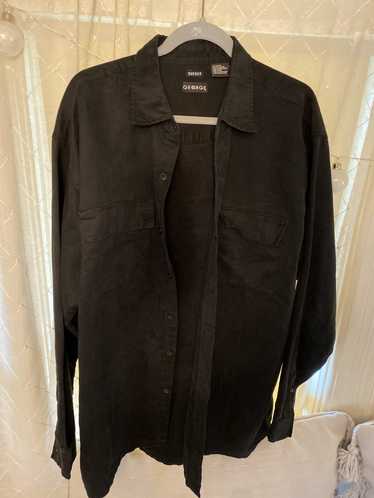 George George Black Sueded Button Down with Pocket