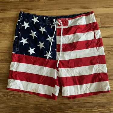Streetwear × Vintage Vintage American Flag Swim T… - image 1