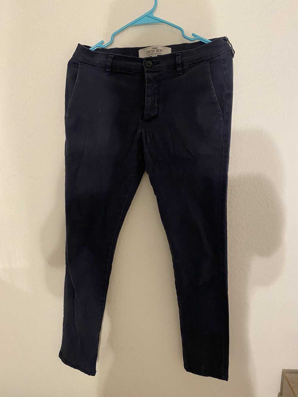 Topman TOPMAN NAVY BLUE SKINNY CROPPED PANTS - image 1