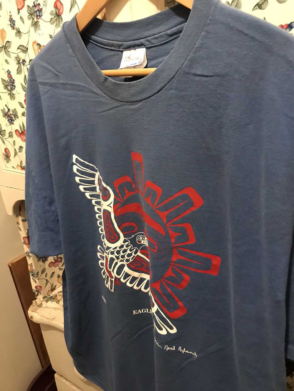 Hanes × Vintage Vintage 90s Eagle Sun T-shirt - image 2