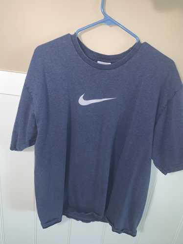 VINTAGE NIKE CLASSIC SWOOSH BLUE TEE SHIRT LATE 1990S XL MADE IN