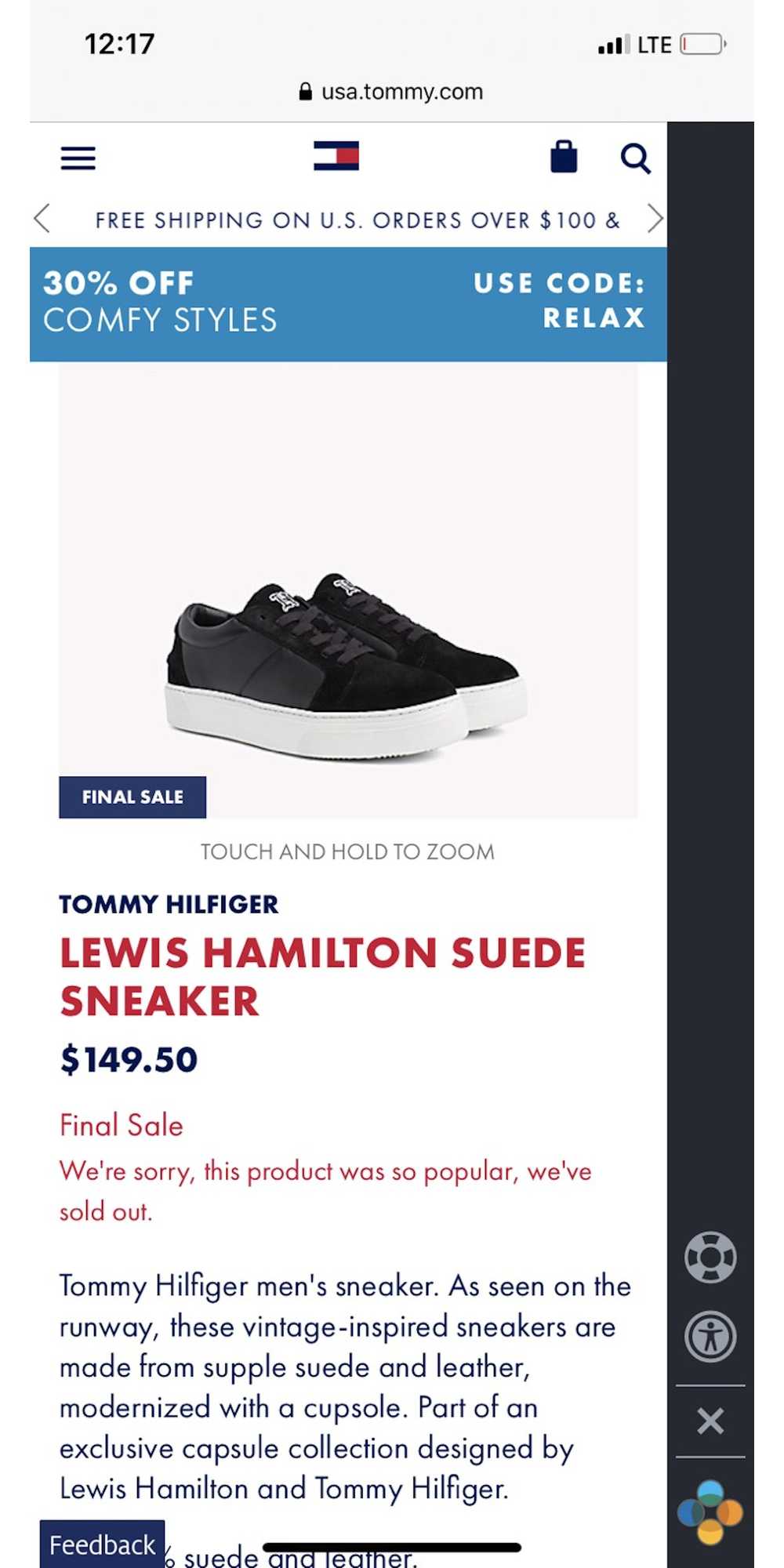 Tommy Hilfiger Lewis Hamilton Suede Skate Shoes - image 1