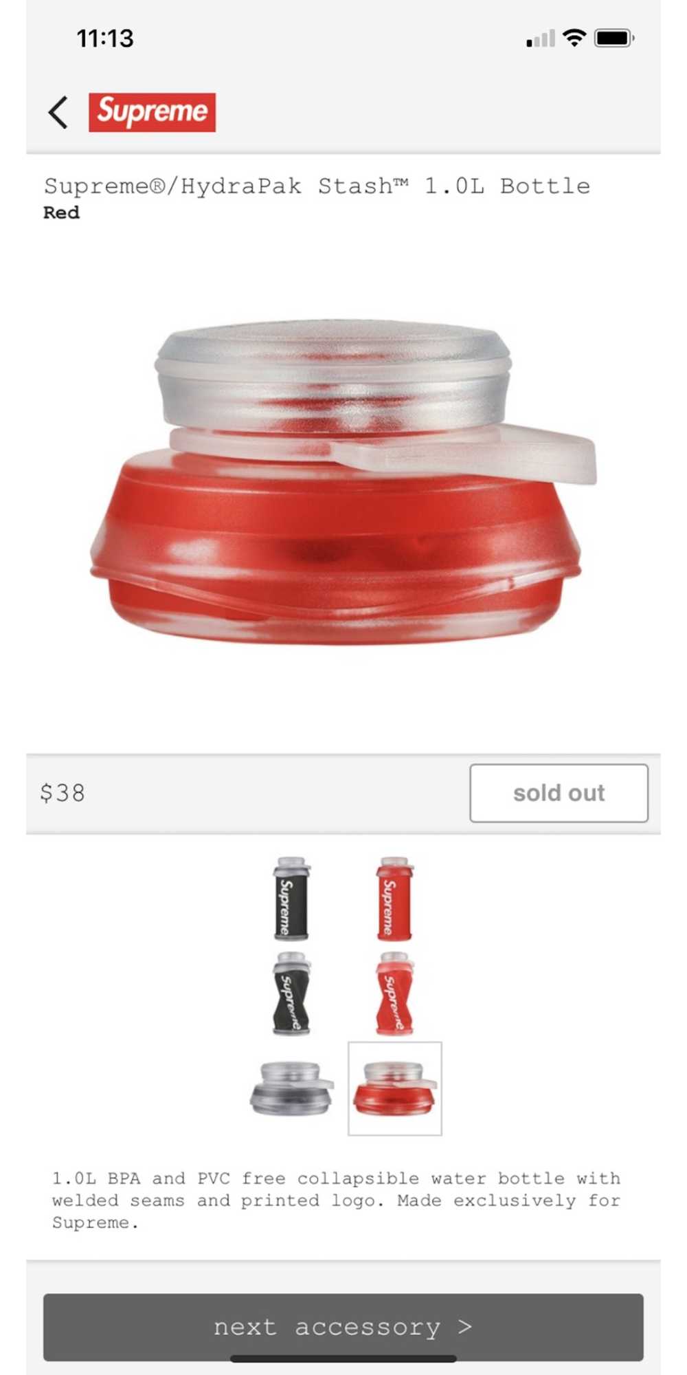 Supreme Supreme/ Hydrapak Stash 1.01 L Bottle - image 3