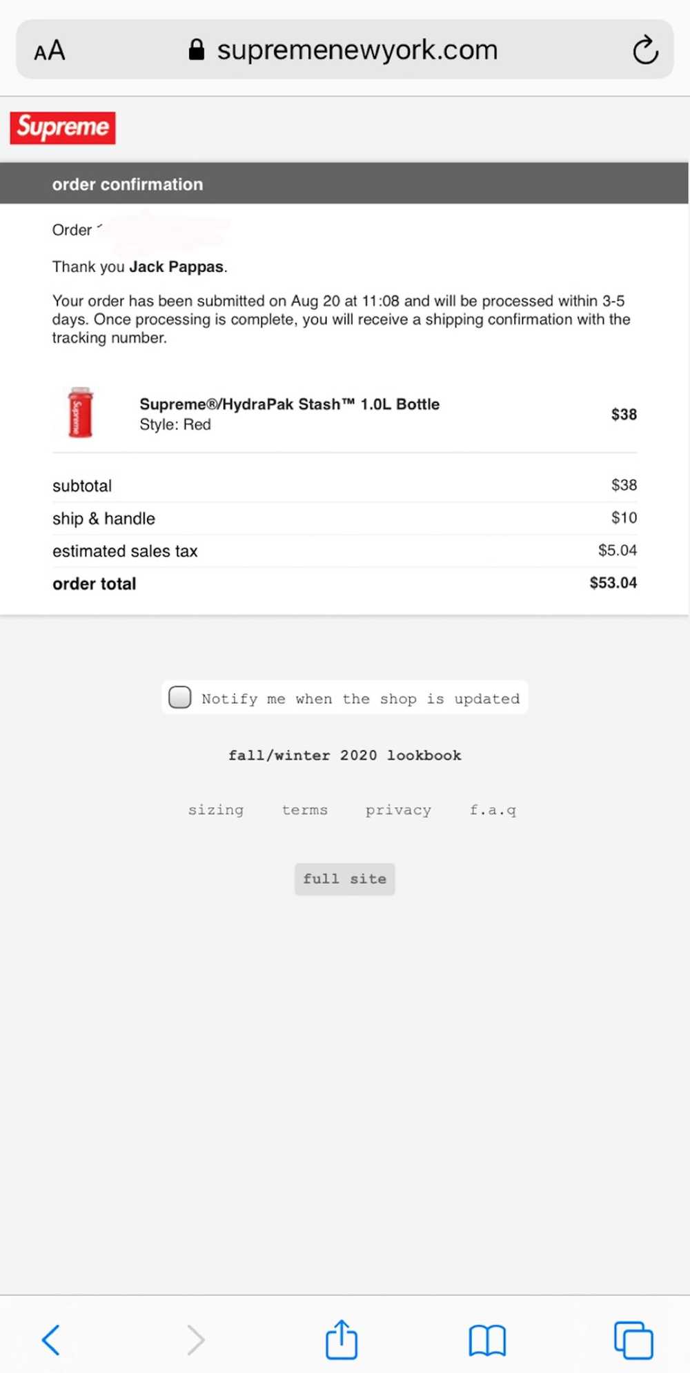 Supreme Supreme/ Hydrapak Stash 1.01 L Bottle - image 4