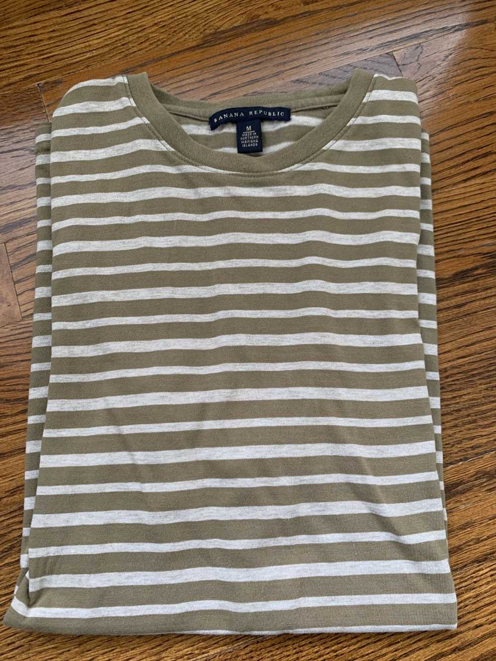 Banana Republic Olive/gray striped T-shirt from BR - image 1