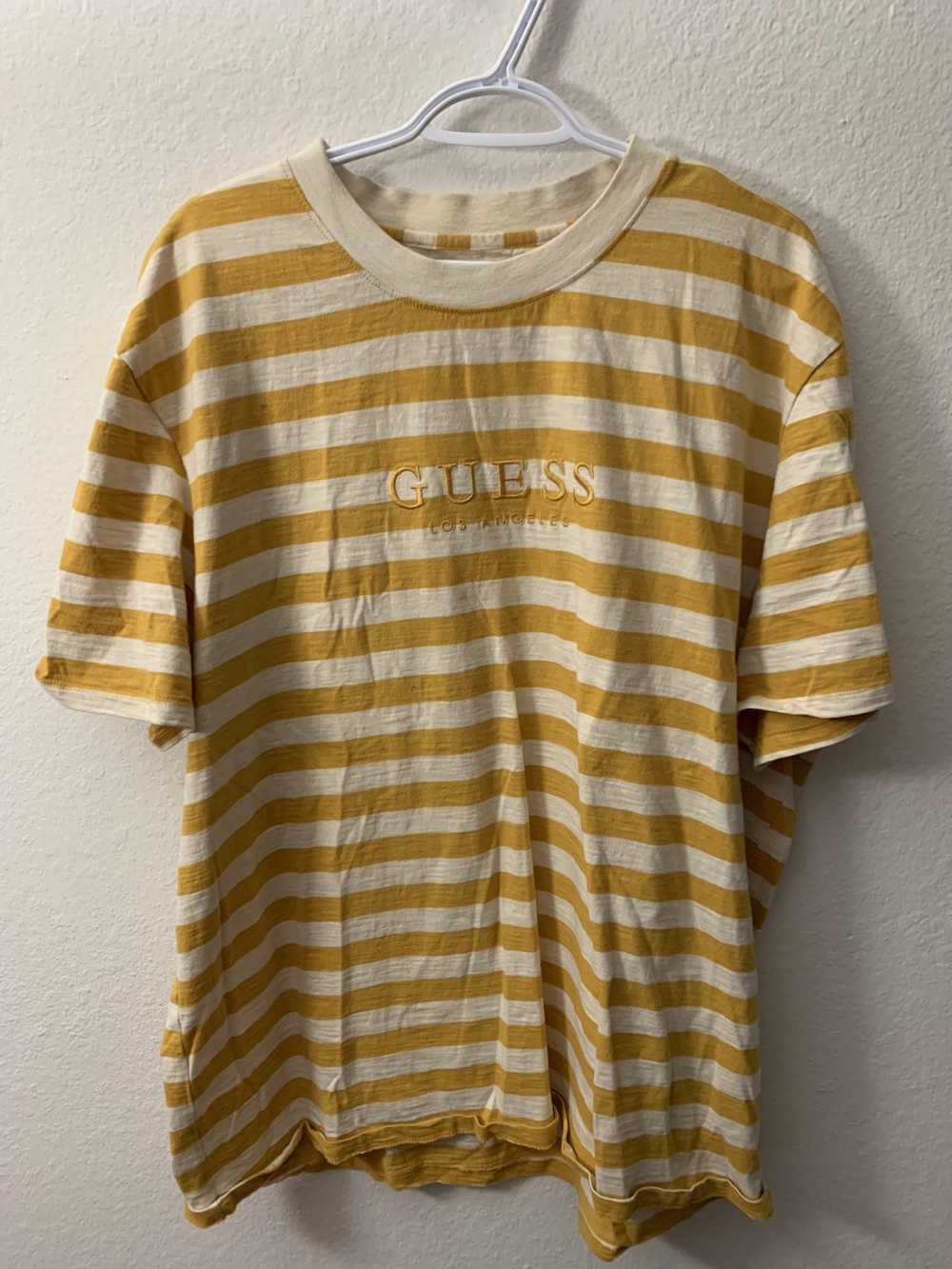 Guess Guess Los Angeles Yellow Striped Tee Shirt - image 1