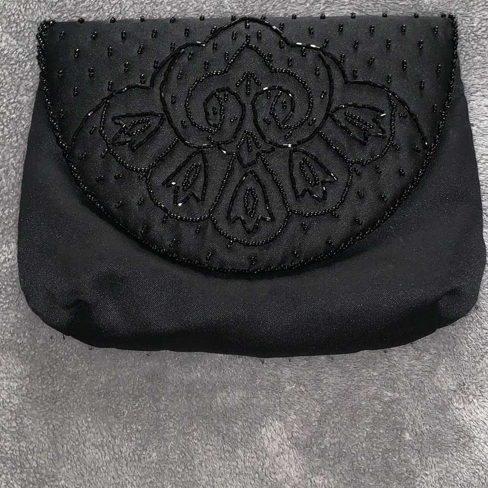 Vintage Black Beaded Clutch - image 1