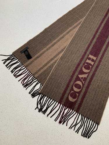 Coach Unisex Wool & Cashmere Logo Fringed Scarf