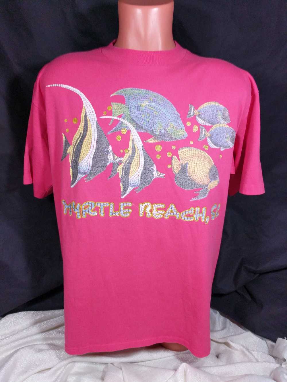 Vintage Vtg 90s Myrtle Beach T-Shirt Sz XL Pink M… - image 1