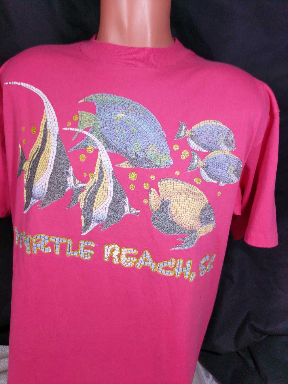 Vintage Vtg 90s Myrtle Beach T-Shirt Sz XL Pink M… - image 2