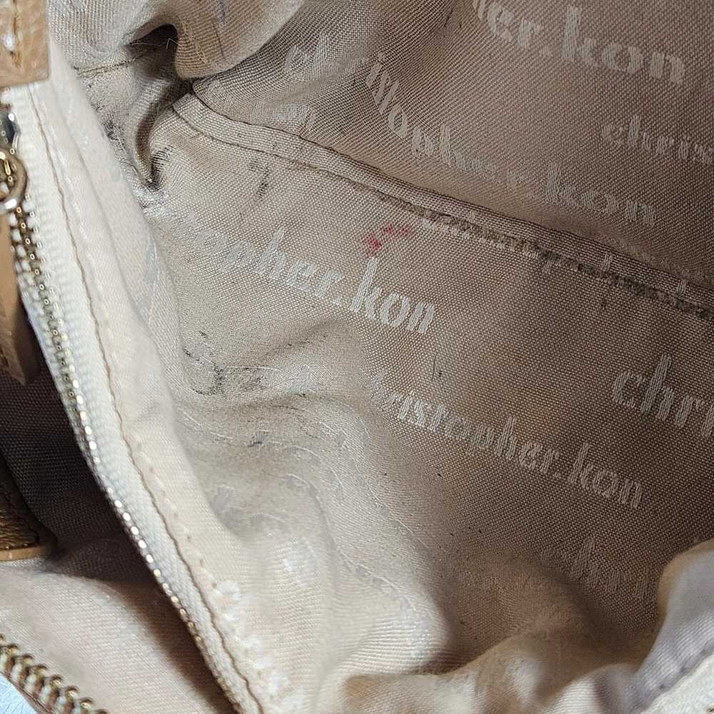 Vintage Christopher Kon Tan Pebbled Leather Satch… - image 8