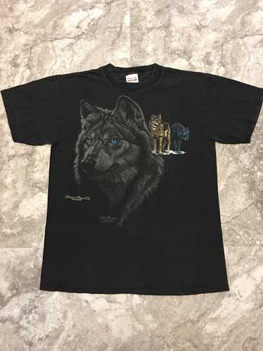 Animal Tee × Streetwear × Vintage Vintage 90s Wolf